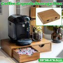 Wooden Coffee Capsule Holder Double Drawer Coffee Machine Stand Countertop Use