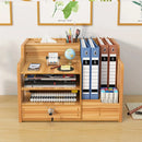 Wooden Desktop Storage Box with Locking Drawer Space Saving for Home Office Use - Wood