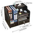 Wooden Desktop Storage Box with Locking Drawer Space Saving for Home Office Use - White