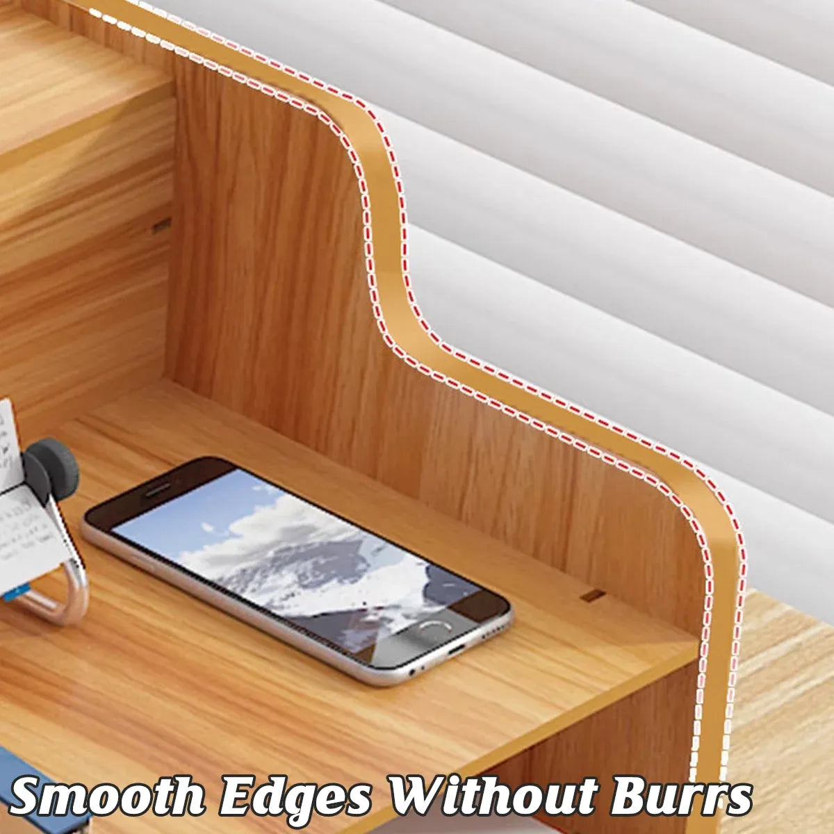 Wooden Desktop Storage Box with Locking Drawer Space Saving for Home Office Use - White