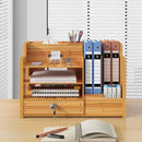 Wooden Desktop Storage Box with Locking Drawer Space Saving for Home Office Use - White