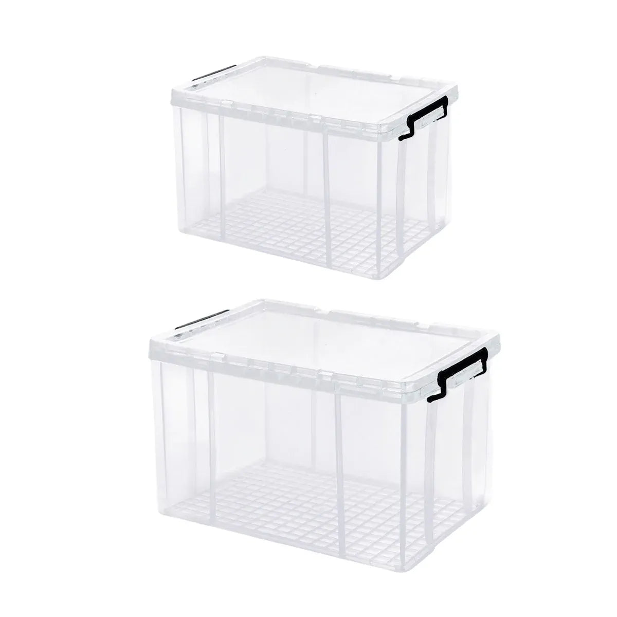 Clear Plastic Storage Box Stackable Large Capacity With Lid Handle Home Use - 44x30x25cm