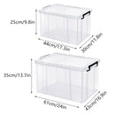 Clear Plastic Storage Box Stackable Large Capacity With Lid Handle Home Use - 44x30x25cm