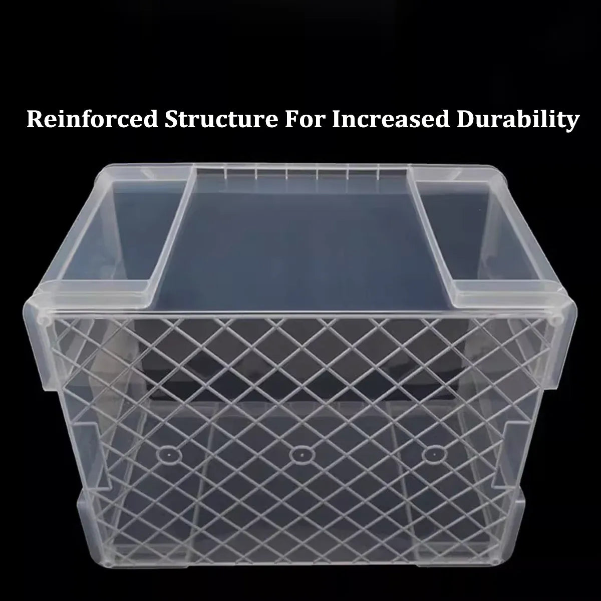 Clear Plastic Storage Box Stackable Large Capacity With Lid Handle Home Use - 44x30x25cm