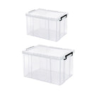 Clear Plastic Storage Box Stackable Large Capacity With Lid Handle Home Use - 61x43x35cm