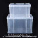 Clear Plastic Storage Box Stackable Large Capacity With Lid Handle Home Use - 61x43x35cm