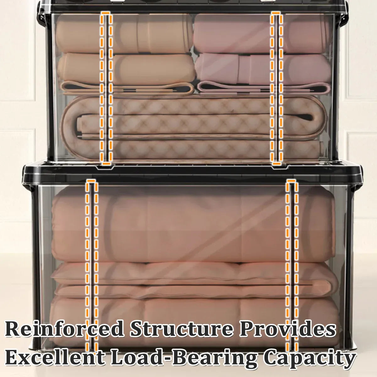 Plastic Storage Box 25L 50L Stackable Clear Front Clothes Organiser With Lid - 43x29x24.5cm
