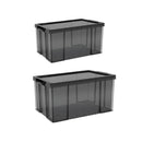 Plastic Storage Box 25L 50L Stackable Clear Front Clothes Organiser With Lid - 51.5x37.5x31.5cm