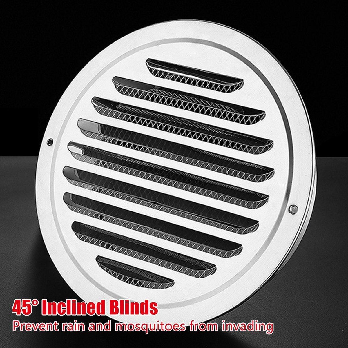 Stainless Steel Exhaust Fan Vent Outlet Flat Hood for Bathroom Kitchen Outlet - 100mm