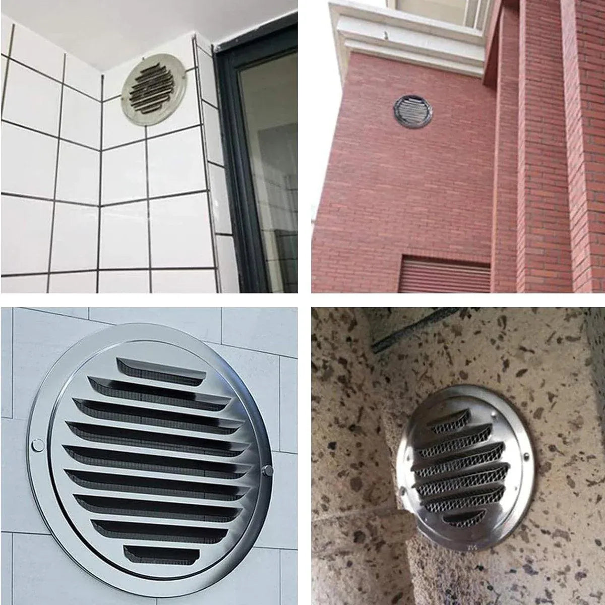 Stainless Steel Exhaust Fan Vent Outlet Flat Hood for Bathroom Kitchen Outlet - 100mm