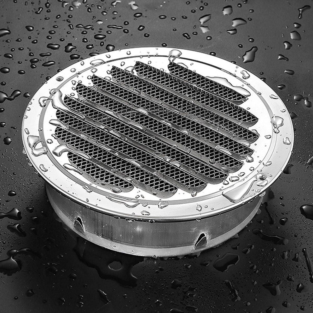 Stainless Steel Exhaust Fan Vent Outlet Flat Hood for Bathroom Kitchen Outlet - 100mm