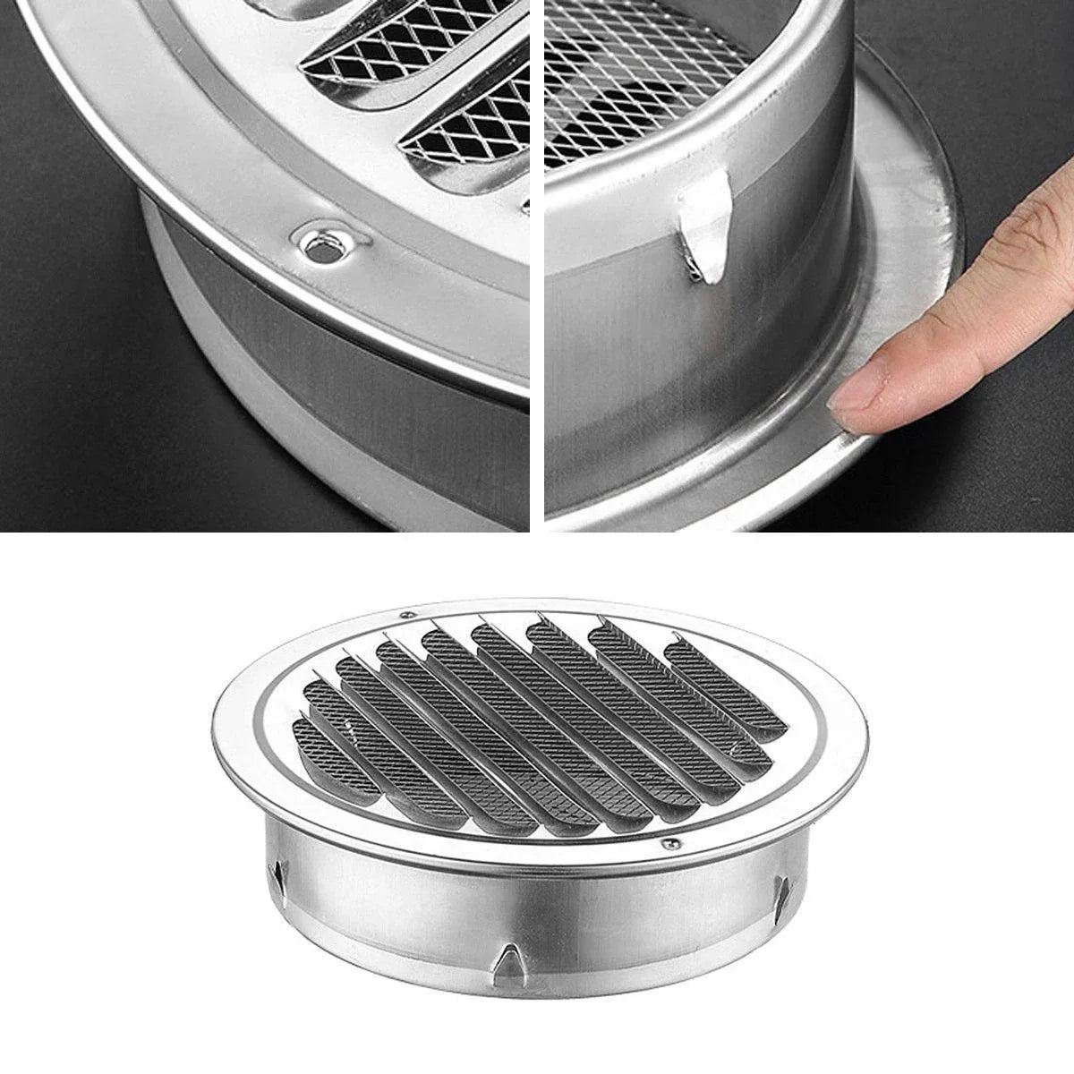 Stainless Steel Exhaust Fan Vent Outlet Flat Hood for Bathroom Kitchen Outlet - 100mm