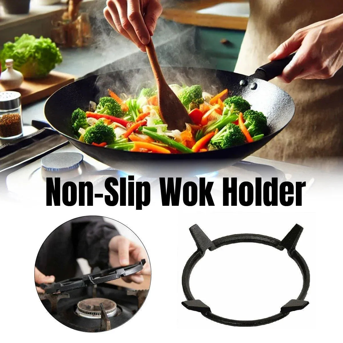 Universal Gas Stove Stand Non Slip Gas Cooker Rack Adjustable Gas Stove Holder