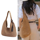 Large Capacity Fashion Woven Straw Shoulder Bag Simple Design for Everyday Use