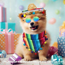2pcs Striped Triangle Scarf Colourful Hairball Pet Straw Hat Scarf Set for Pets
