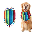 2pcs Striped Triangle Scarf Colourful Hairball Pet Straw Hat Scarf Set for Pets