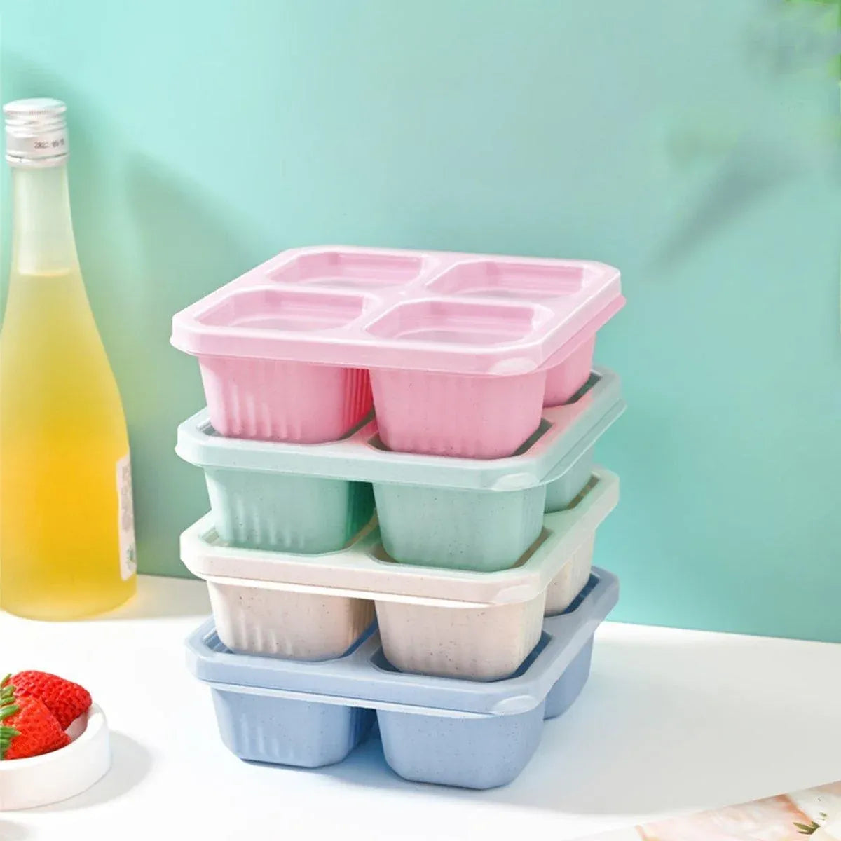 8PCS Wheat Straw Food Storage Containers Snack Candy Fruit Lunch Fresh Box Set