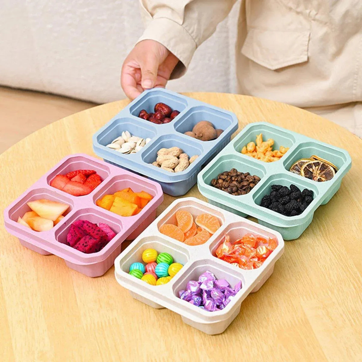 8PCS Wheat Straw Food Storage Containers Snack Candy Fruit Lunch Fresh Box Set