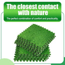 Artificial Grass Mat 12PCS Turf Floor Carpet Green Interlocking Tiles For Garden