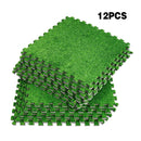 Artificial Grass Mat 12PCS Turf Floor Carpet Green Interlocking Tiles For Garden