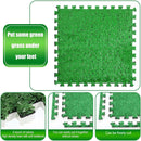 Artificial Grass Mat 12PCS Turf Floor Carpet Green Interlocking Tiles For Garden