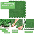 Artificial Grass Mat 12PCS Turf Floor Carpet Green Interlocking Tiles For Garden