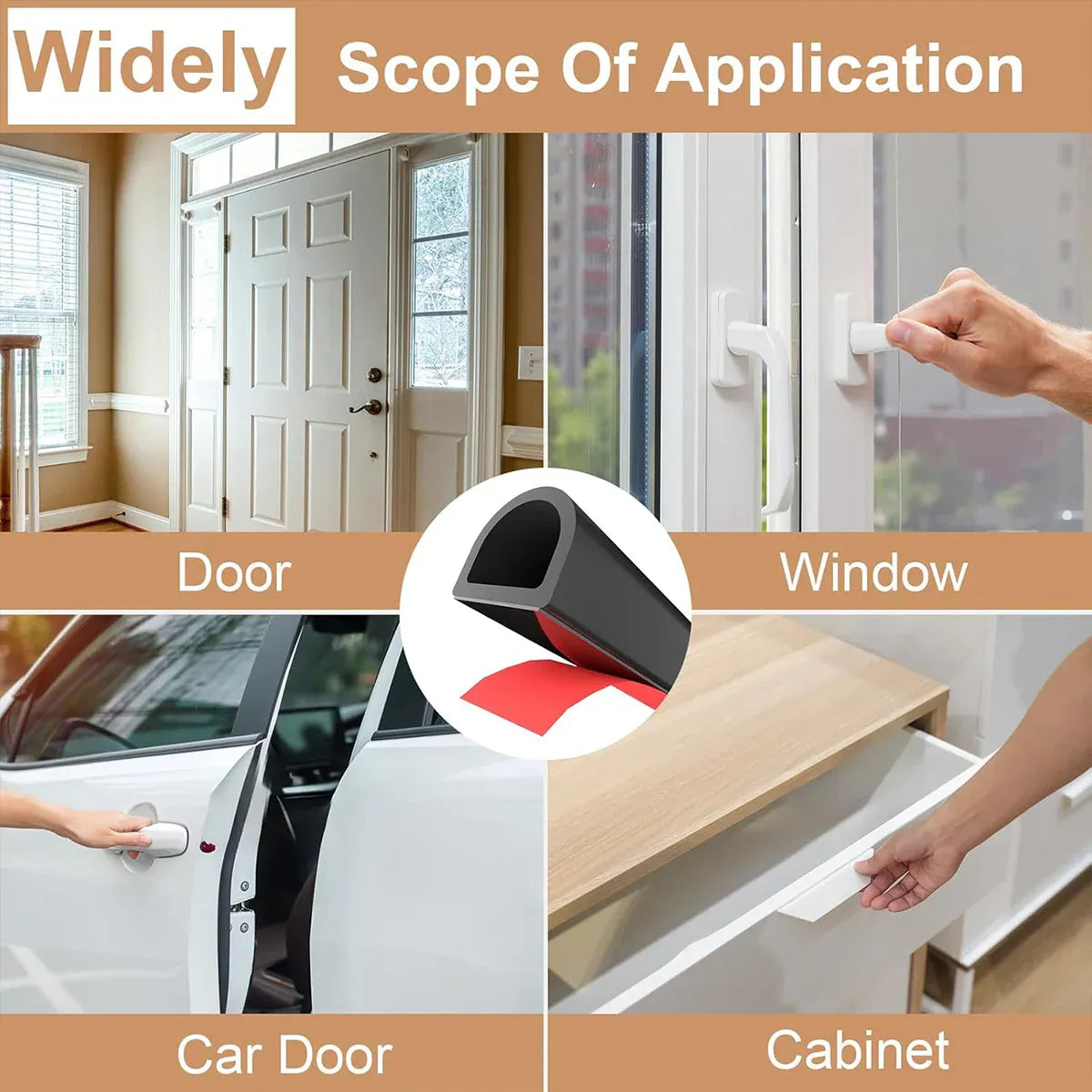 Self Adhesive Door Window Sealing Strip 6m for Soundproof Dustproof Windproof