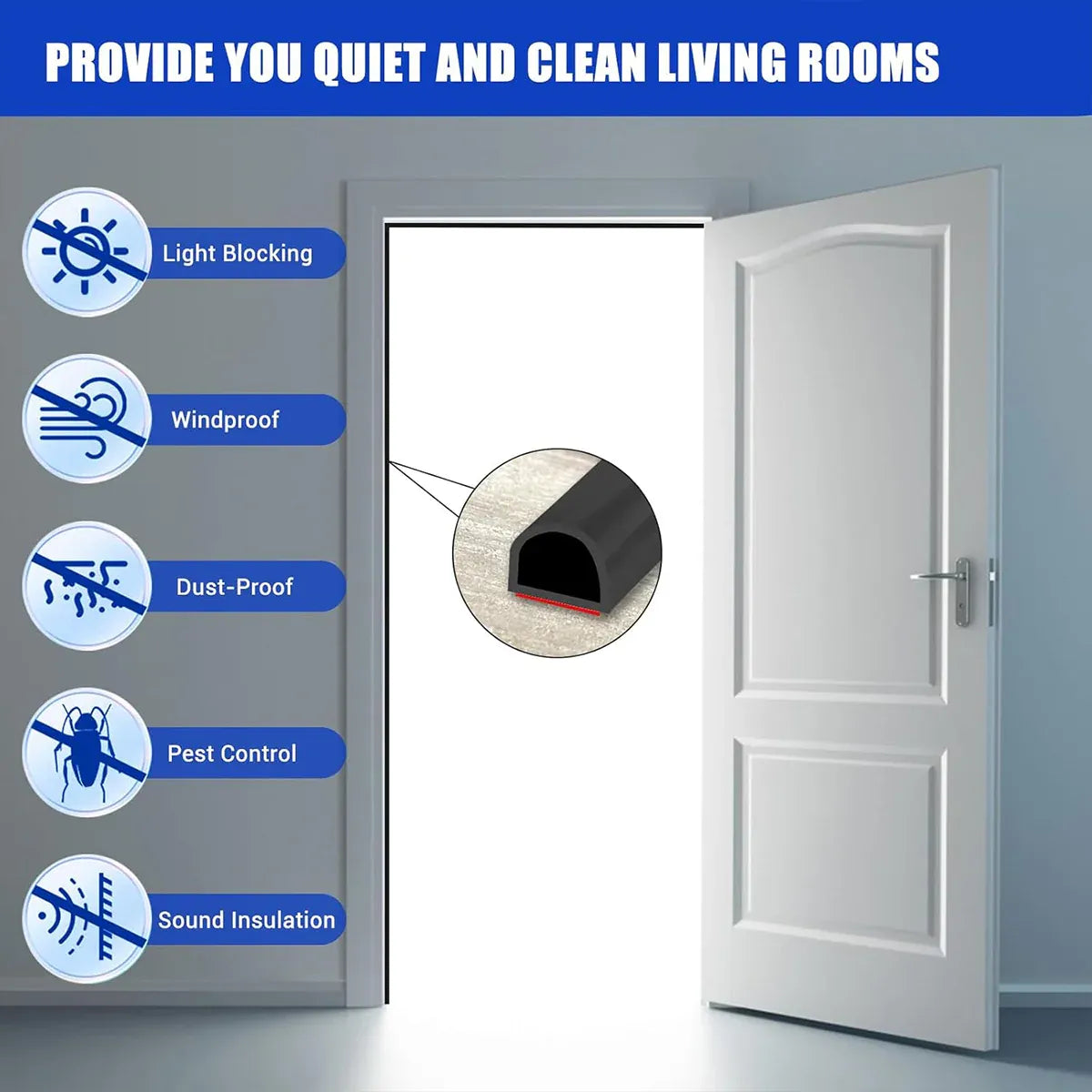 Self Adhesive Door Window Sealing Strip 6m for Soundproof Dustproof Windproof