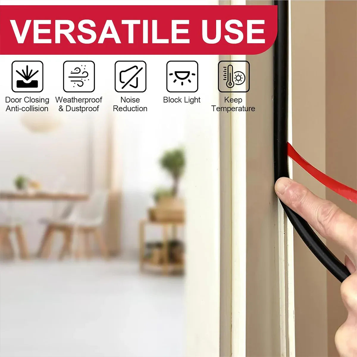 Self Adhesive Door Window Sealing Strip 6m for Soundproof Dustproof Windproof