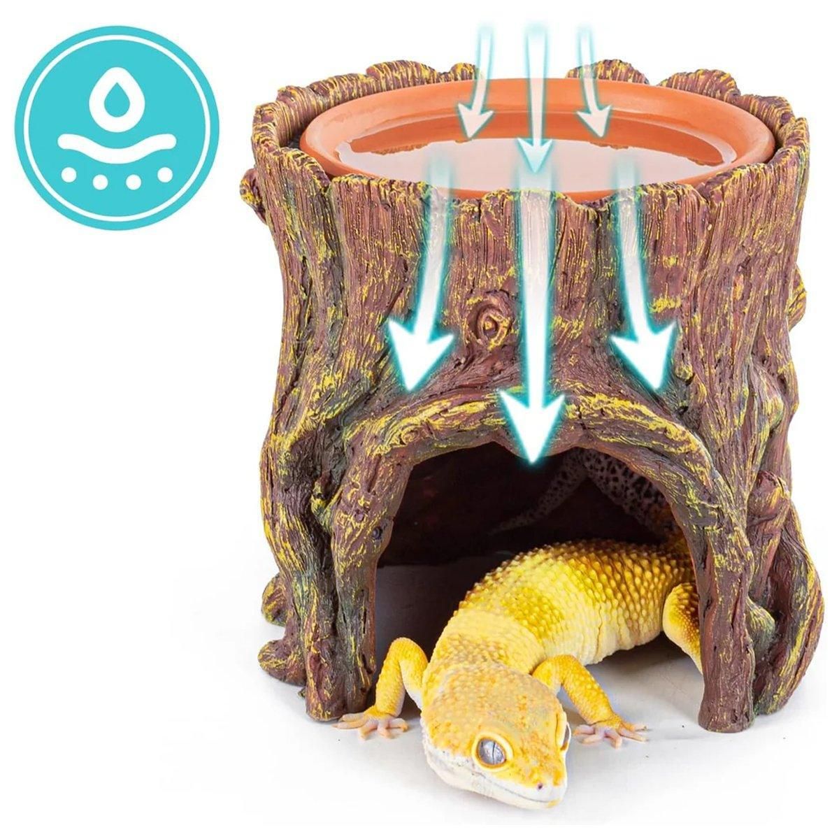 Tree Stump Reptile Cave Lizard Hide Terrarium Cave Home Decor Moisture Keeping