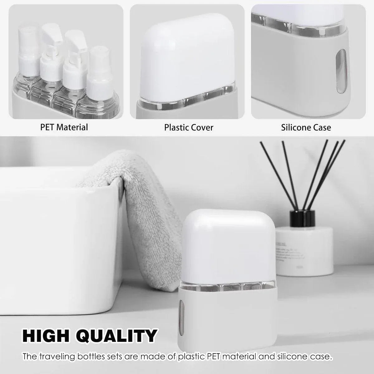 Mini Shampoo Dispenser Portable Travel Bottle SetTravel Bottles for Toiletries - Grey