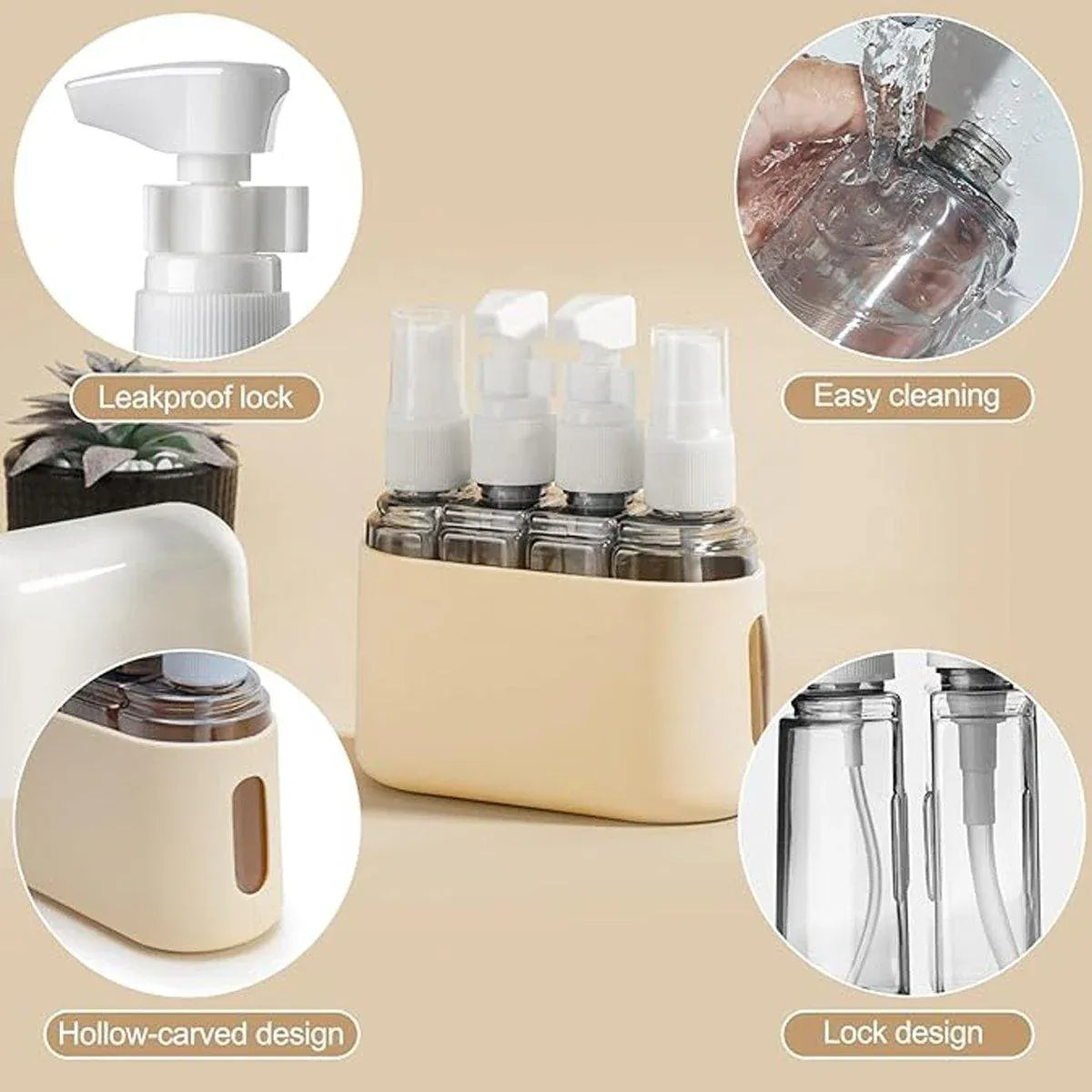 Mini Shampoo Dispenser Portable Travel Bottle SetTravel Bottles for Toiletries - Pink