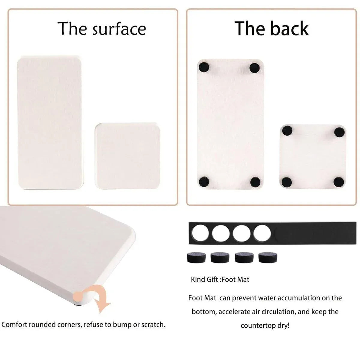 4PCS/Set Water Absorbent Diatomite Tray Diatomaceous Earth Kitchen Soap Dish
