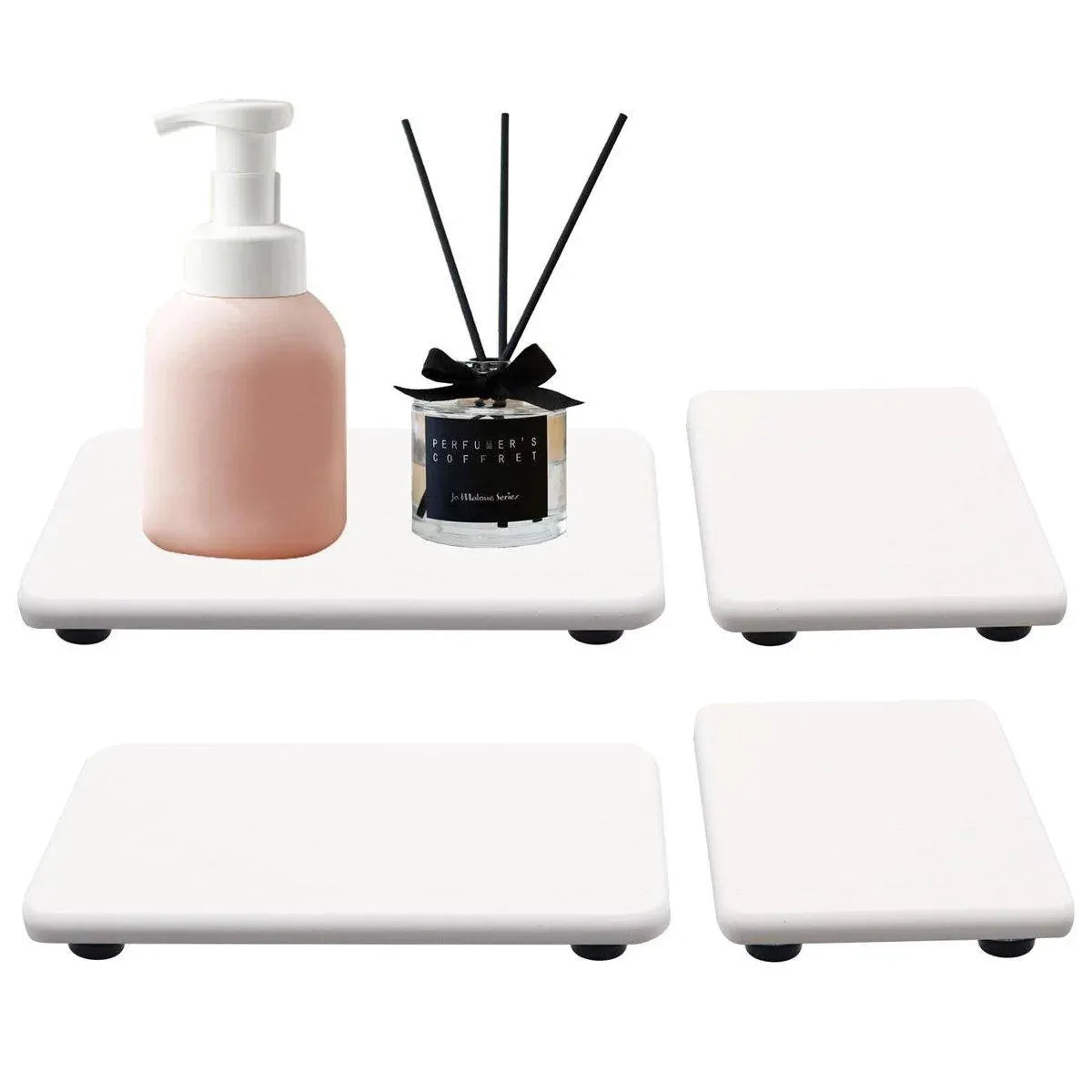 4PCS/Set Water Absorbent Diatomite Tray Diatomaceous Earth Kitchen Soap Dish