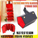 Leather Multiple Glasses Storage Case 5 Slots Sunglasses Organizer Bag
