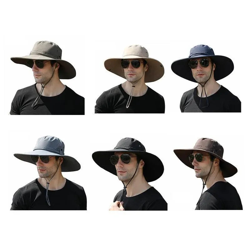 Outdoor Uv Protection Sun Hat Wide Brim Cap Quick-Drying Hat For Fishing Hiking - Green