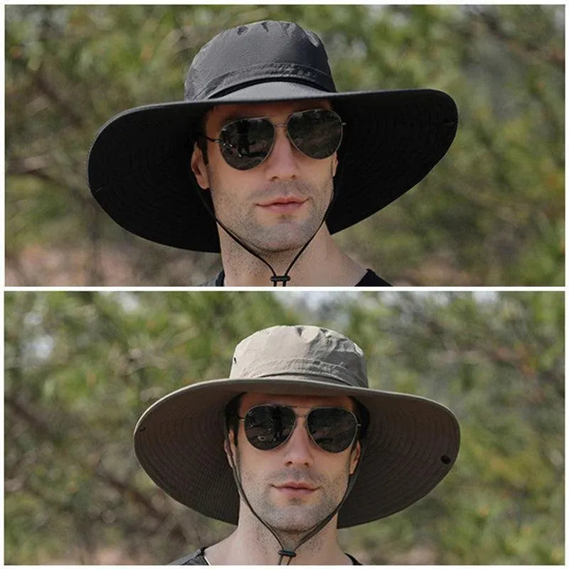 Outdoor Uv Protection Sun Hat Wide Brim Cap Quick-Drying Hat For Fishing Hiking - Green