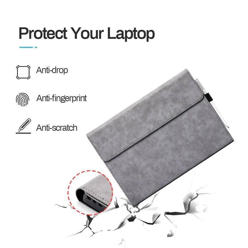 Premium Leather Case Cover Protector For Microsoft Surface Pro 8 - Black