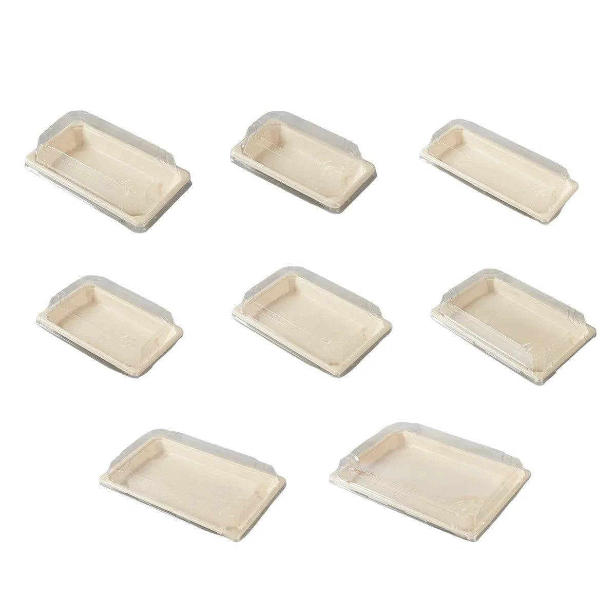 50pcs Eco-Friendly Sushi Box Rectangular Biodegradable Lunch Packaging Plate - 13.9 cm x 7.9 cm x 4.5 cm