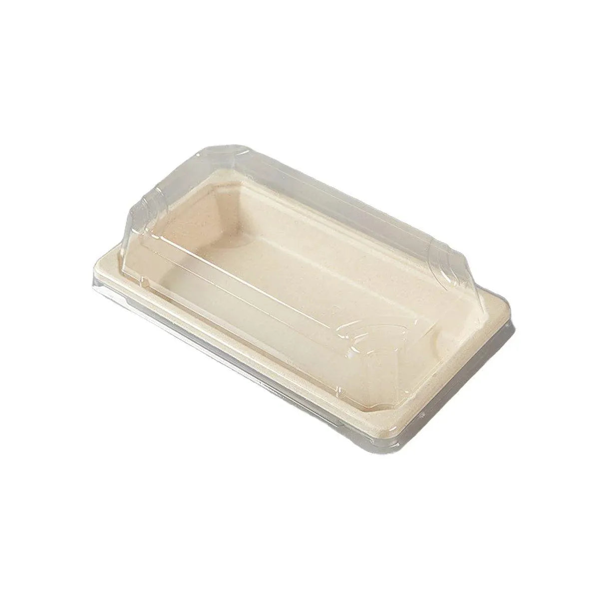50pcs Eco-Friendly Sushi Box Rectangular Biodegradable Lunch Packaging Plate - 16 cm x 9 cm x 4.5 cm