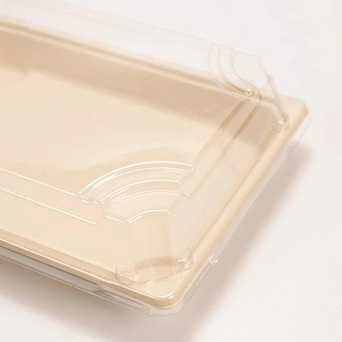 50pcs Eco-Friendly Sushi Box Rectangular Biodegradable Lunch Packaging Plate - 16.4 cm x 11.4 cm x 4.5 cm
