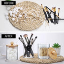 3pcs/set Cotton Swab Holder with Vanity Tray Clear Apothecary Jar Wood Lids