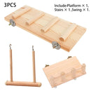 Wooden Parrot Platform Ladder Swing Toy 3 Piece Set Natural Wood Non Toxic