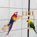 Wooden Parrot Platform Ladder Swing Toy 3 Piece Set Natural Wood Non Toxic