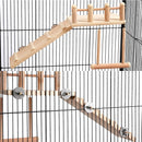 Wooden Parrot Platform Ladder Swing Toy 3 Piece Set Natural Wood Non Toxic