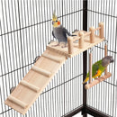 Wooden Parrot Platform Ladder Swing Toy 3 Piece Set Natural Wood Non Toxic