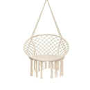 Beige Hanging Chair with Tassels and Two Rings - 1 Piece
