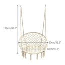 Beige Hanging Chair with Tassels and Two Rings - 1 Piece