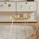 Folding Round Side Table with Carbon Steel Legs and Waterproof Top