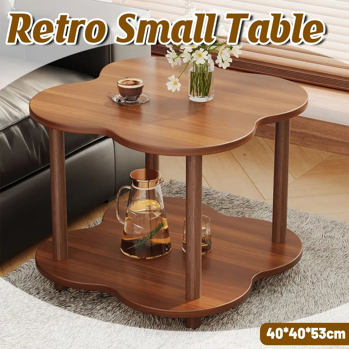 Retro Small Table Living Room Decor Compact Side Table for Coffee Books